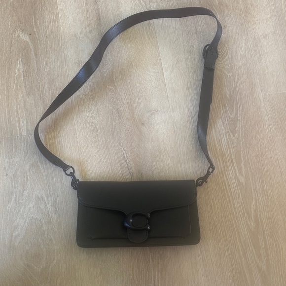 Dhgate Handbags - Leather Crossbody Bag with Signature Buckle in black